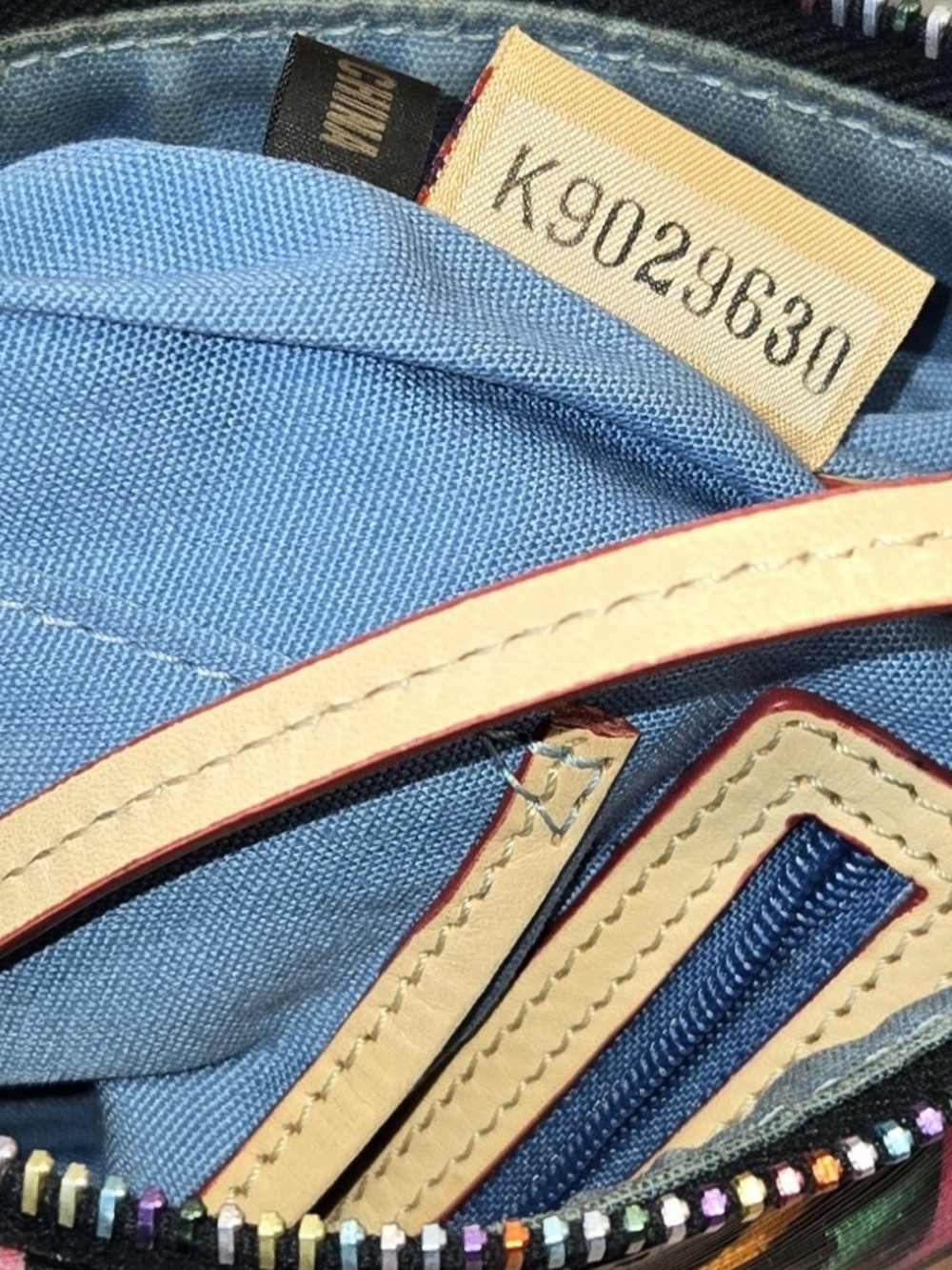 Dooney & Bourke Vintage/Y2K Multicolor Signature Crossbody Bag with Tan Strap - Picture 13 of 14